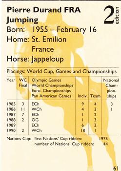 1995 Collect-A-Card Equestrian #61 Pierre Durand / Jappeloup Back